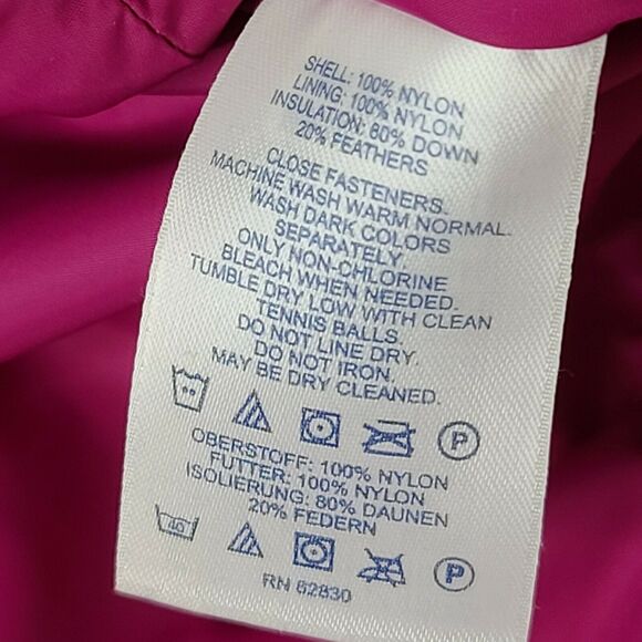 Lands End Puffer Vest Down Feathers Pink Magenta Small Sleeveless Jacket Pockets - Picture 6 of 11